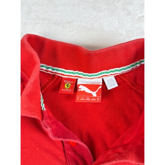 Puma Ferrari Polo Shirt Mens M Red‎ Short Sleeve Collared Logo Casual - Picture 3 of 12